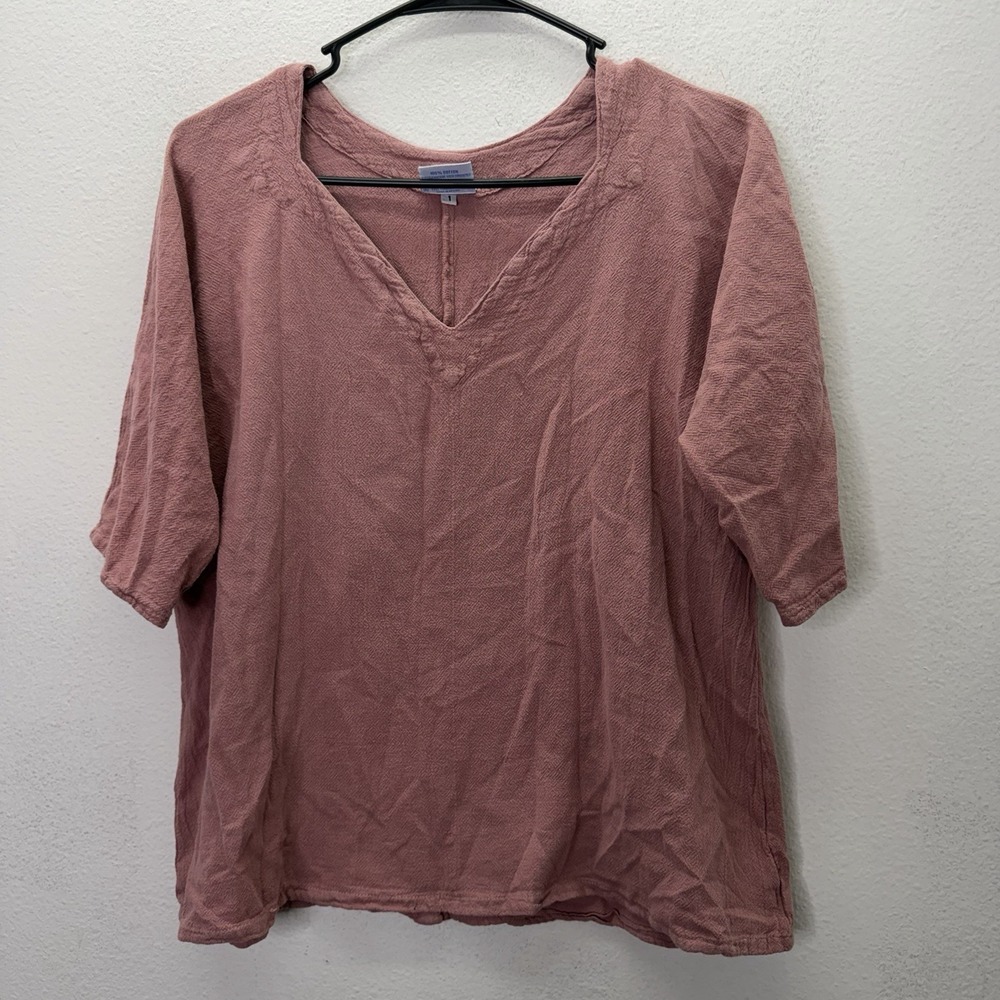 Oh My Gauze Top 1 S/M Lagenlook Boho Minimalist Beach Coastal Relaxed Mauve Pink